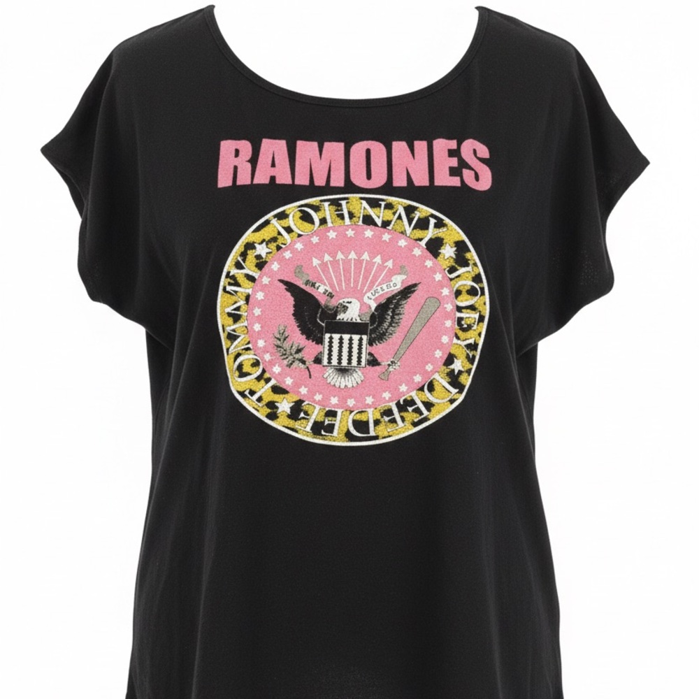 Black Short Sleeve Logo Tee with Pink Graphic